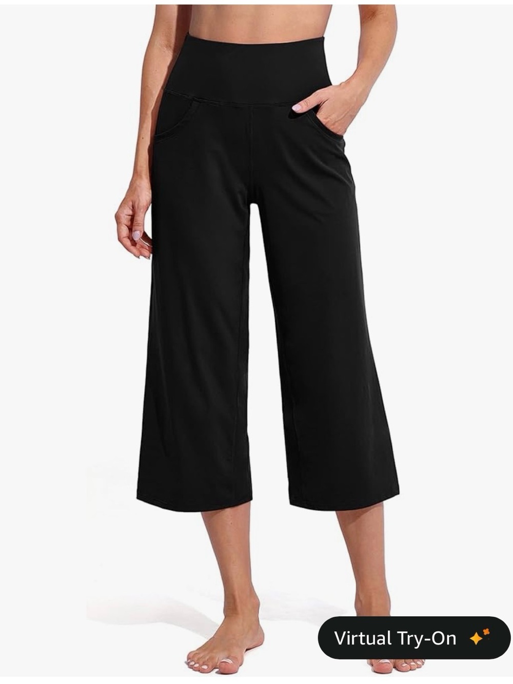 Everyday Black Wide-Leg Pull-On pants. Capri. 21” inseam. Size M or 8. NWT